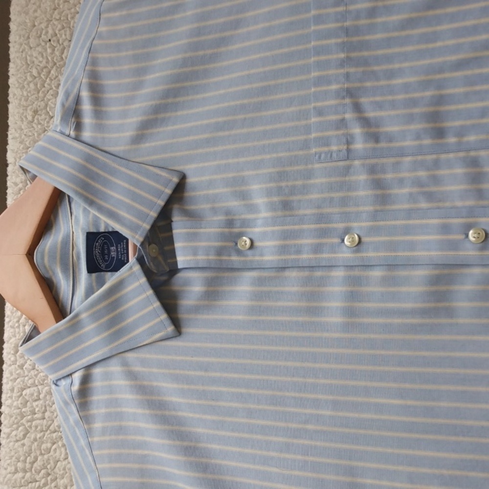 Brooks Brothers 1818 Blue + Cream Stripes Cotton Shirt 20/36-37